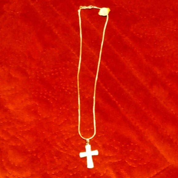 925 ring and necklace with quartz cross both marked 925
